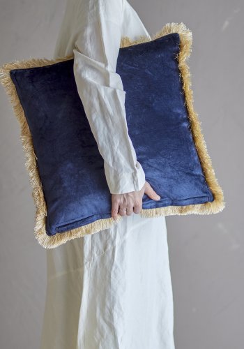 BLOOMINGVILLE Eydis Kissen, Blau, Viskose (L45xB45 cm)