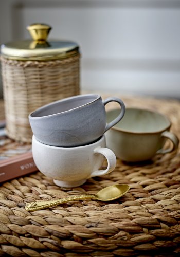 BLOOMINGVILLE Abas Glas, mit Deckel - Rattan und Messing Edelstahl (2er Set)