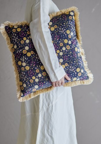 BLOOMINGVILLE Eydis Kissen, Blau, Viskose (L45xB45 cm)