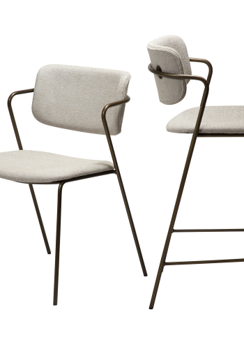 DAN-FORM ZED spisebordsstol - Cashmere boucl stof og antik messing metal