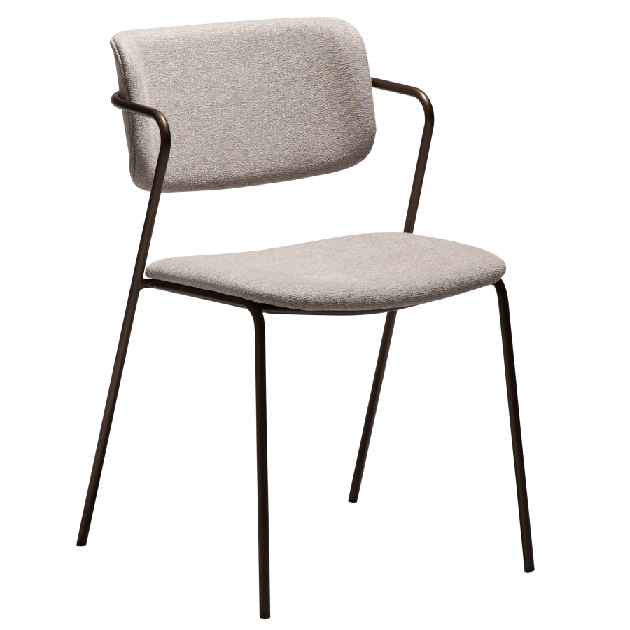 DAN-FORM ZED spisebordsstol - Cashmere boucl stof og antik messing metal