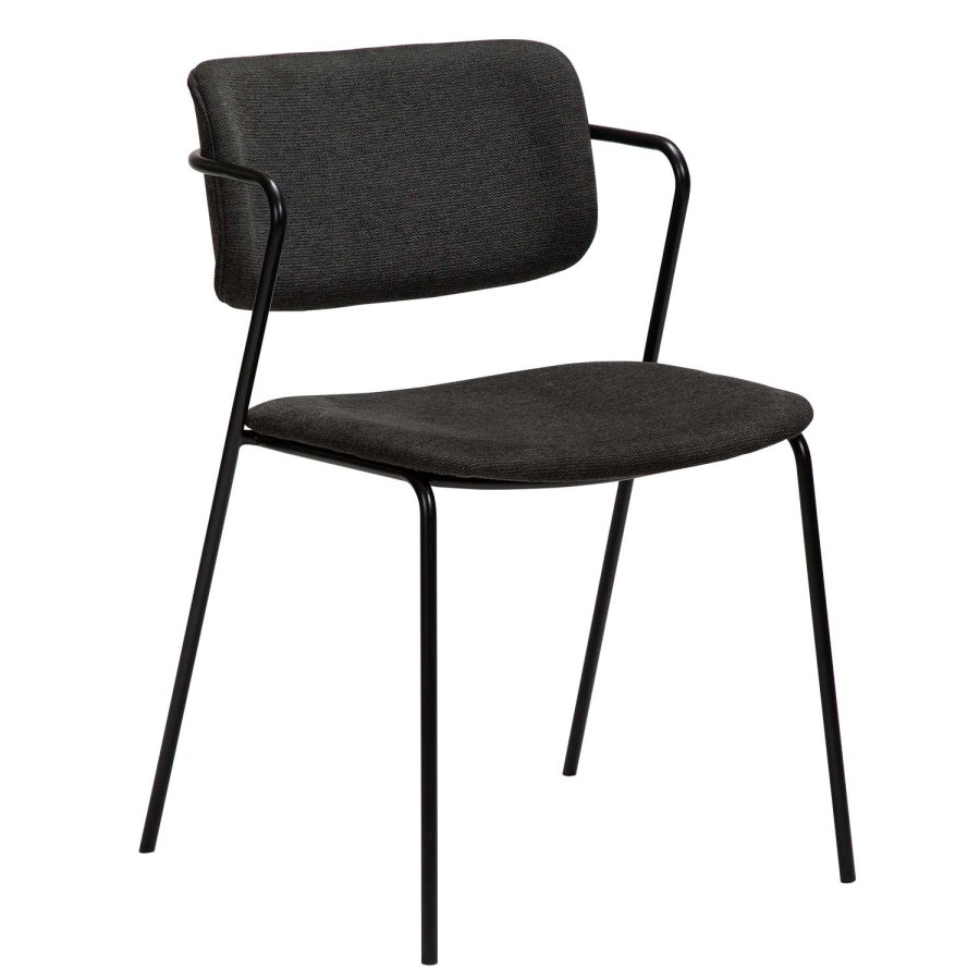 DAN-FORM Zed spisebordsstol, m. armln - sort stof og sort metal
