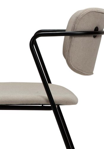 DAN-FORM Zed spisebordsstol, m. armln rkensand stof og sort metal