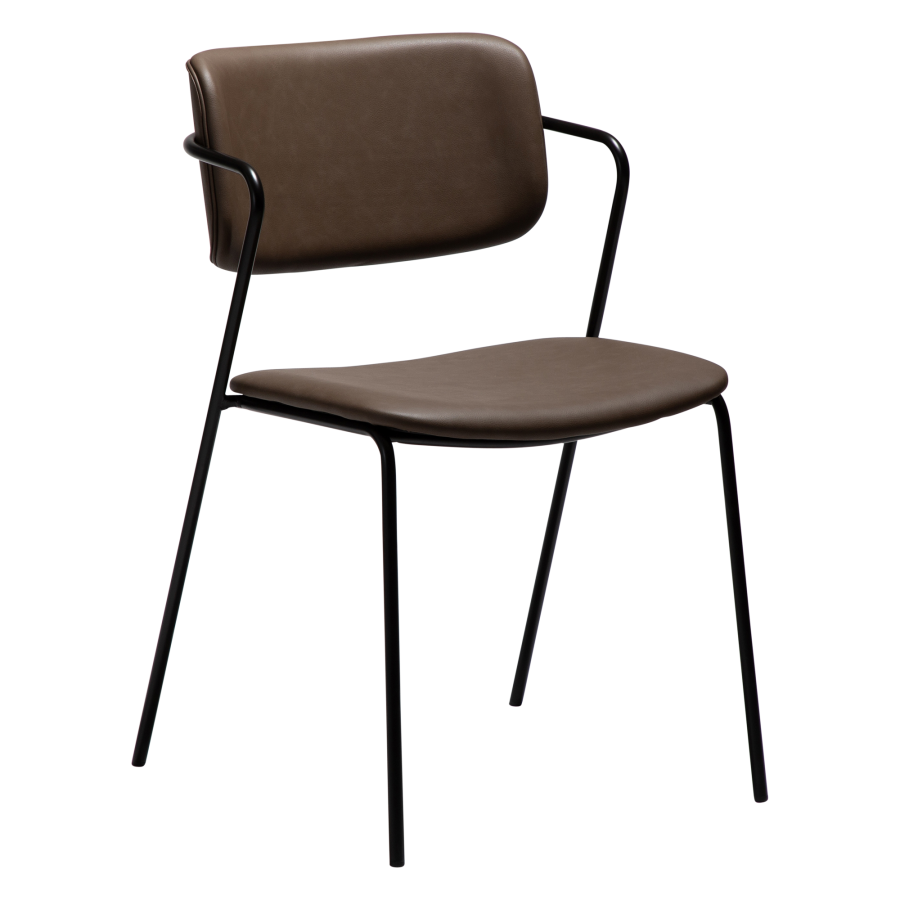 DAN-FORM ZED spisebordsstol - Major brunt imiteret lder og sort metal