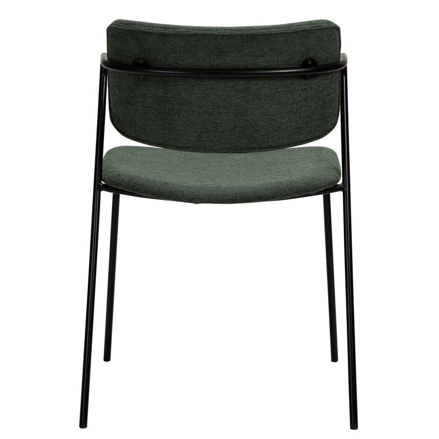 DAN-FORM Zed spisebordsstol, m. armln - grn stof og sort metal