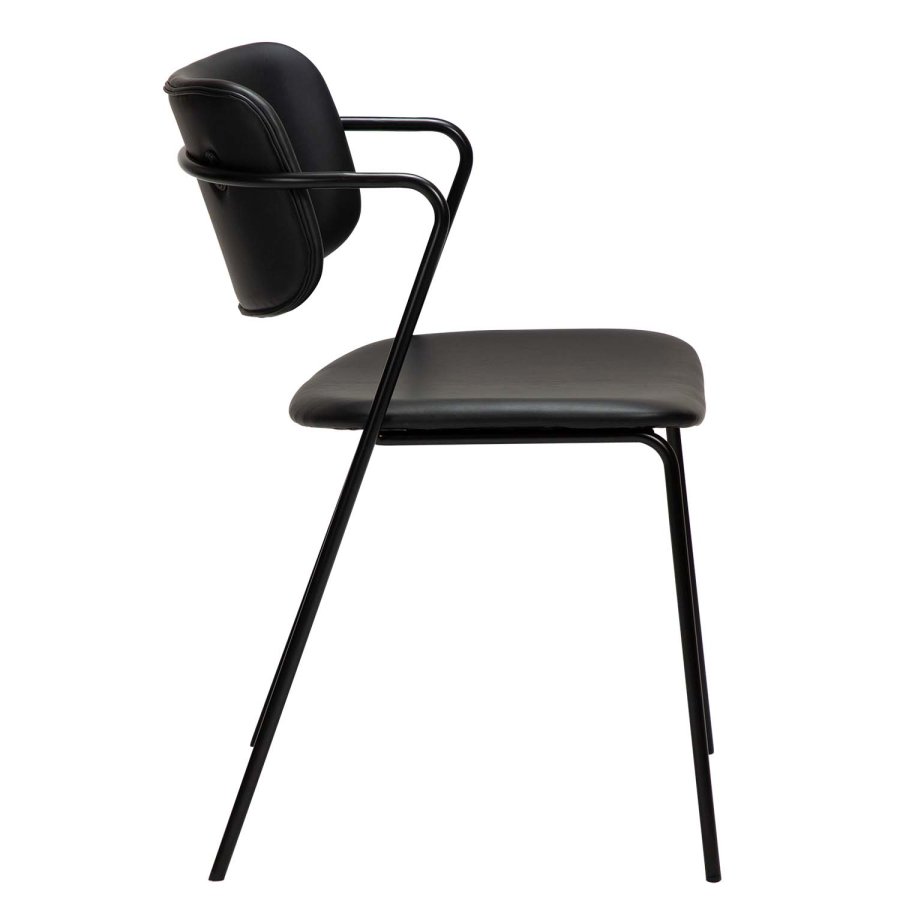 DAN-FORM Zed spisebordsstol, m. armln - sort kunstlder og sort metal