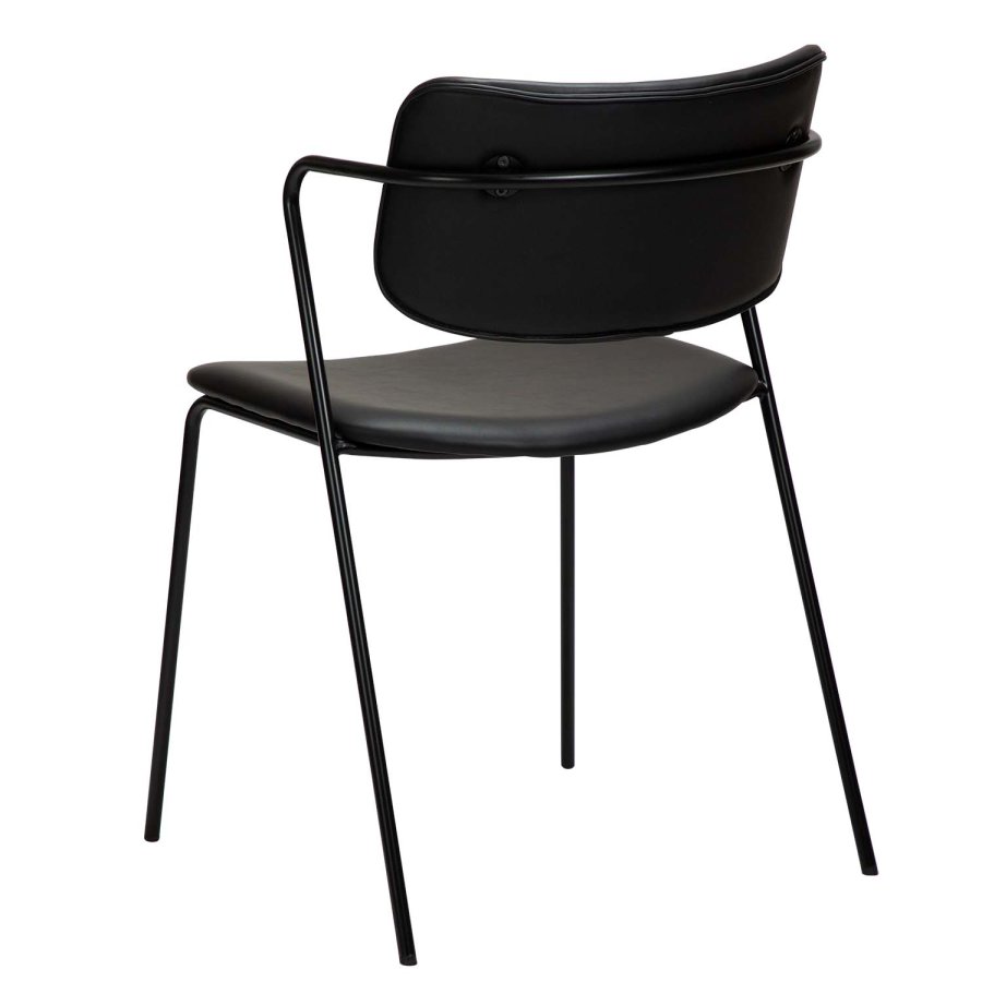 DAN-FORM Zed spisebordsstol, m. armln - sort kunstlder og sort metal