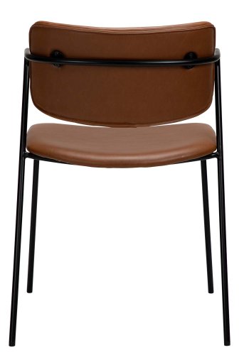 DAN-FORM Zed matbordsstol, med armstöd - vintage ljusbrunt konstläder och svart metall