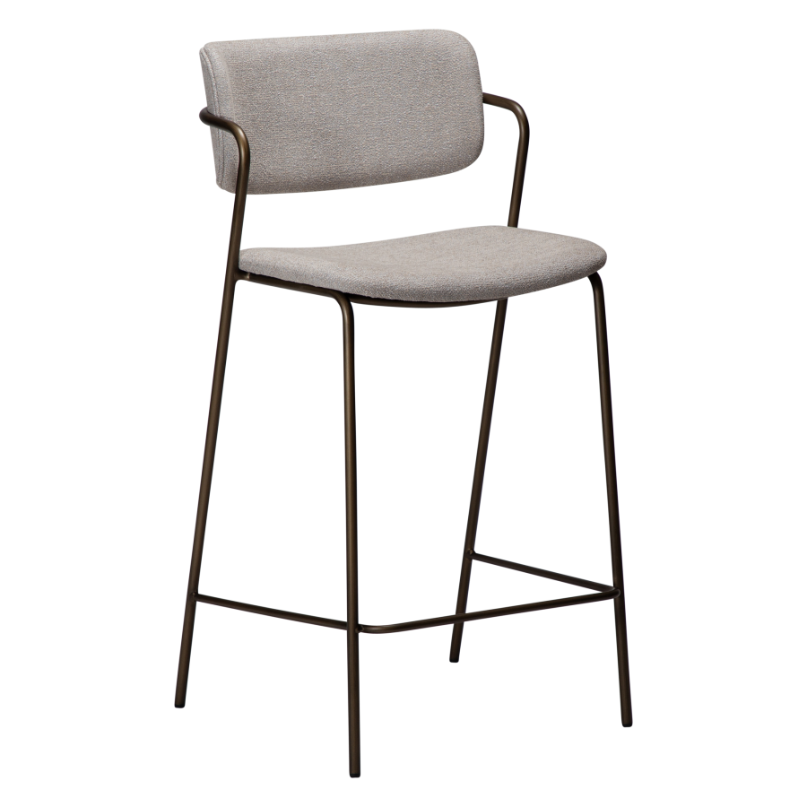 DAN-FORM ZED barstol, m. rygln og fodsttte - Cashmere boucl stof og antik messing metal