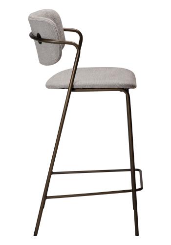 DAN-FORM ZED barstol, m. rygln og fodsttte - Cashmere boucl stof og antik messing metal