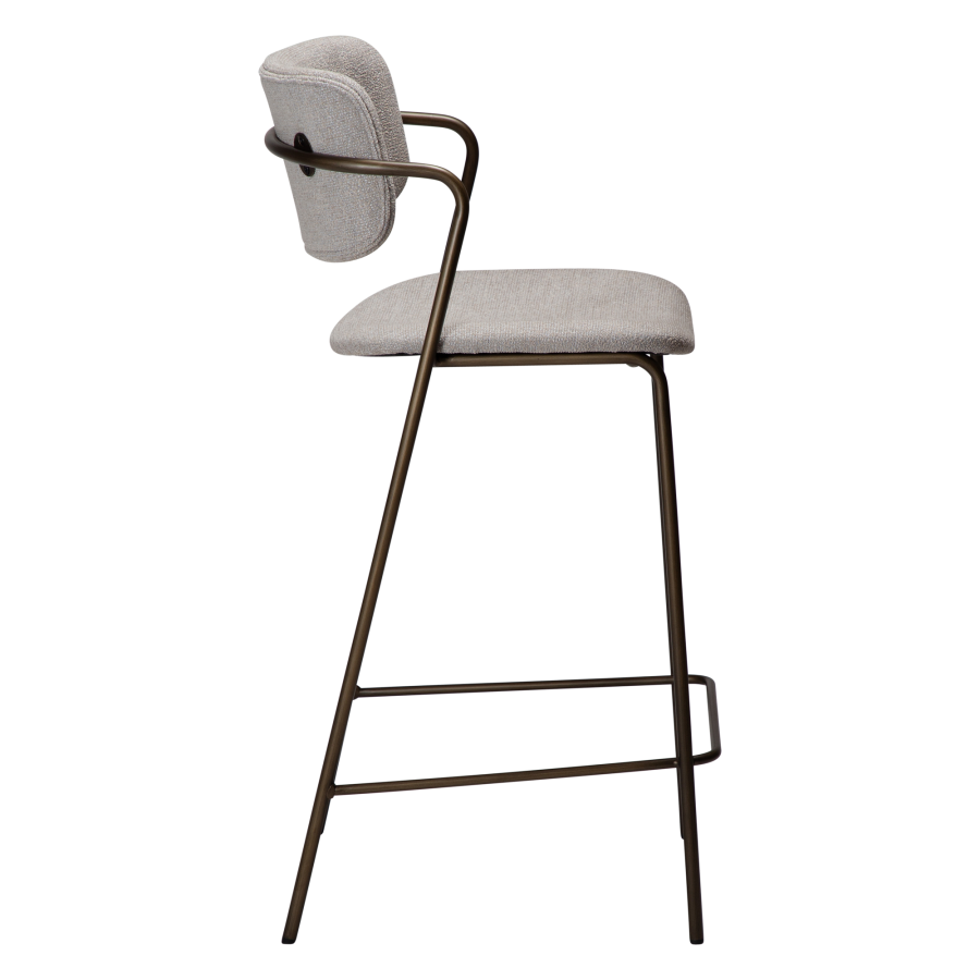 DAN-FORM ZED barstol, m. rygln og fodsttte - Cashmere boucl stof og antik messing metal