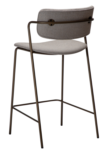 DAN-FORM ZED barstol, m. rygln og fodsttte - Cashmere boucl stof og antik messing metal