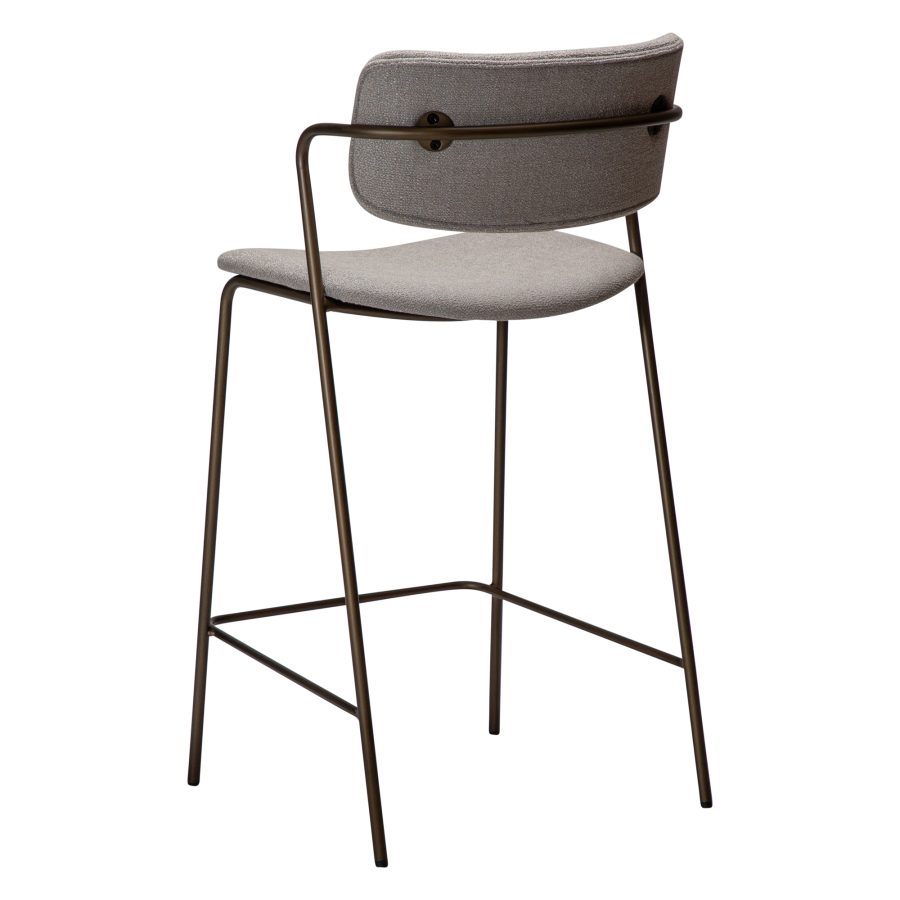 DAN-FORM ZED barstol, m. rygln og fodsttte - Cashmere boucl stof og antik messing metal