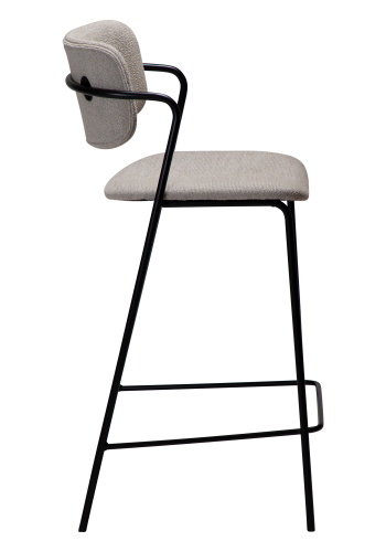 DAN-FORM ZED barstol, m. rygln og fodsttte - Cashmere boucl stof og sort metal