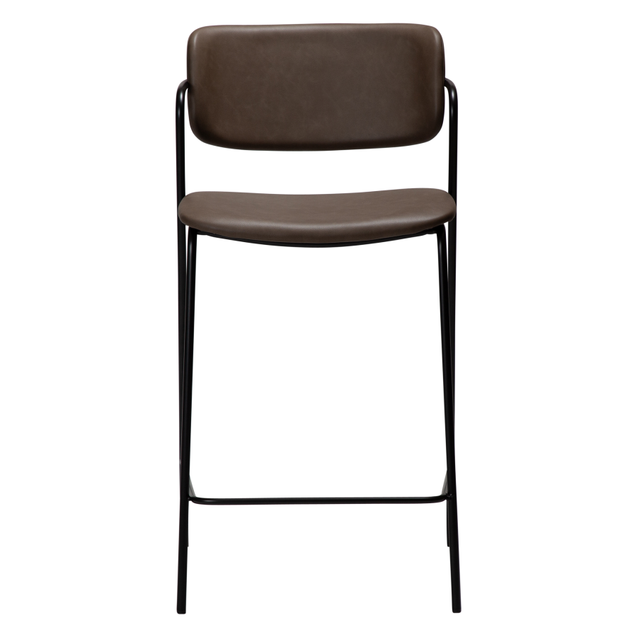 DAN-FORM ZED barstol, m. rygln og fodsttte - Major brunt imiteret lder og sort metal