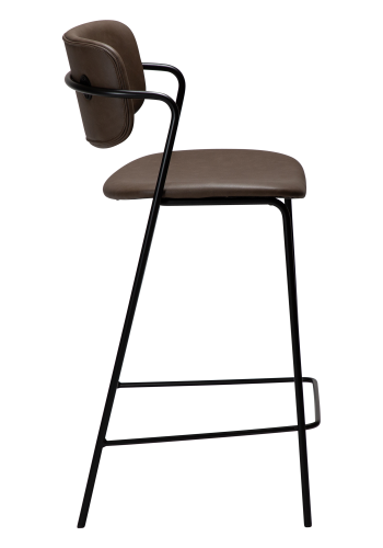 DAN-FORM ZED barstol, m. rygln og fodsttte - Major brunt imiteret lder og sort metal