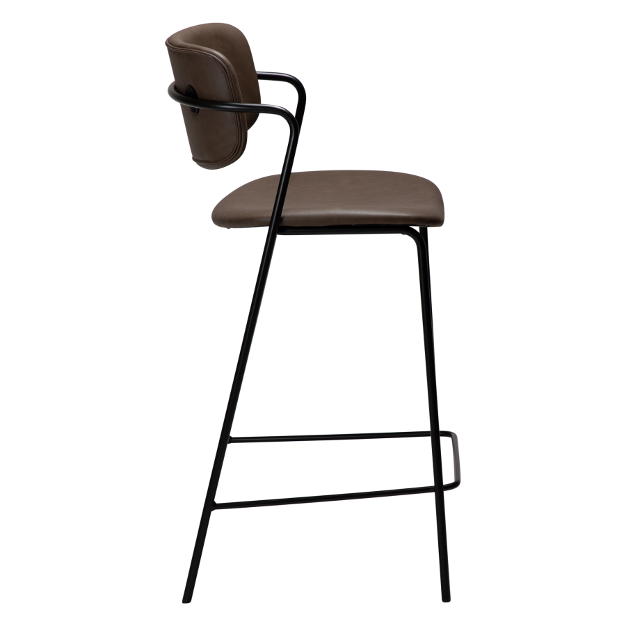 DAN-FORM ZED barstol, m. rygln og fodsttte - Major brunt imiteret lder og sort metal