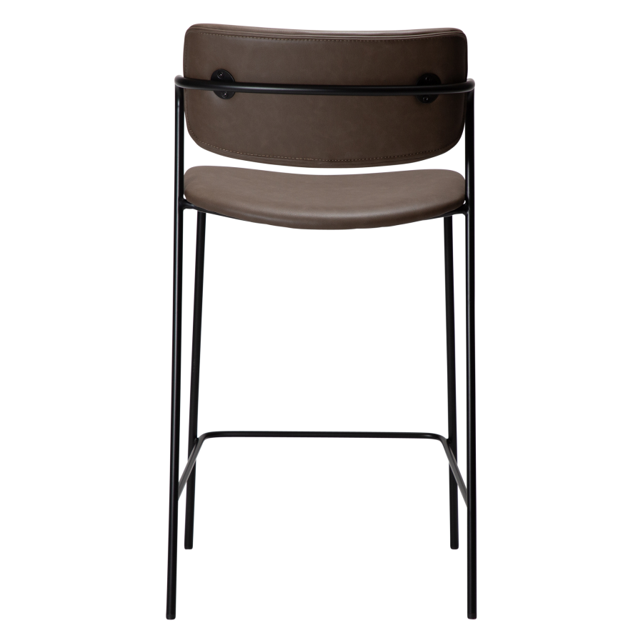 DAN-FORM ZED barstol, m. rygln og fodsttte - Major brunt imiteret lder og sort metal