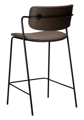 DAN-FORM ZED barstol, m. rygln og fodsttte - Major brunt imiteret lder og sort metal