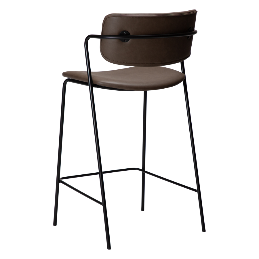 DAN-FORM ZED barstol, m. rygln og fodsttte - Major brunt imiteret lder og sort metal