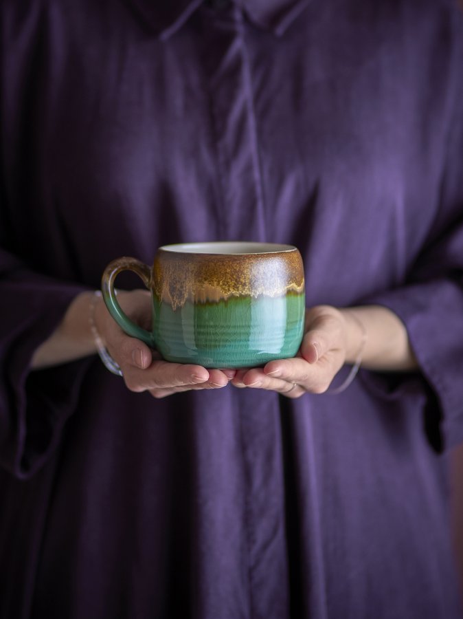 BLOOMINGVILLE Sheen Becher, Grn, Steingut (D10,5xH8 cm, 4er-Set)