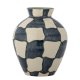 BLOOMINGVILLE Karierte Vase, Blau, Steingut (T20xH24 cm)