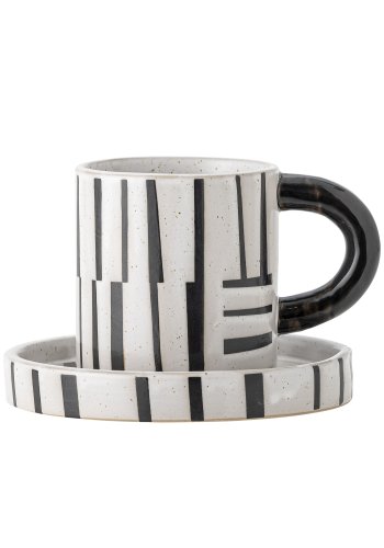 BLOOMINGVILLE Frankie-kopp med tallerken, svart, steinty