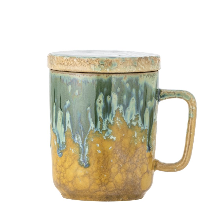 CREATIVE COLLECTION Yuma Tasse mit Deckel und Teetasse, Grn, Steingut