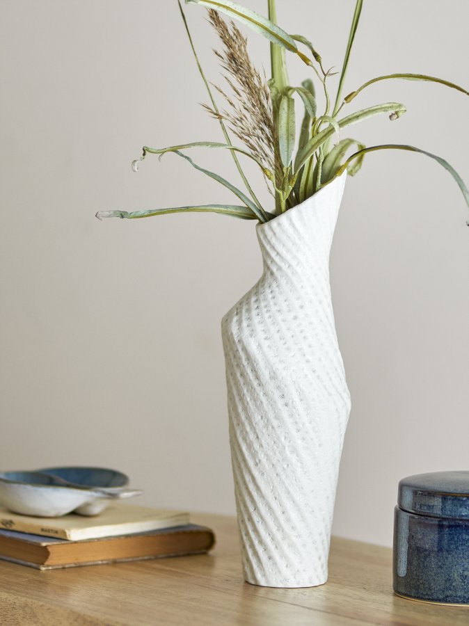 CREATIVE COLLECTION Fikla Vase, Wei, Steingut
