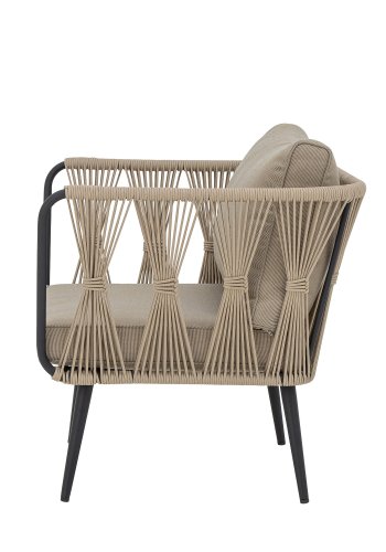 BLOOMINGVILLE Pavone utendrs lenestol, med armlener, beigebrune puter - lysebrunt tau/svart metall