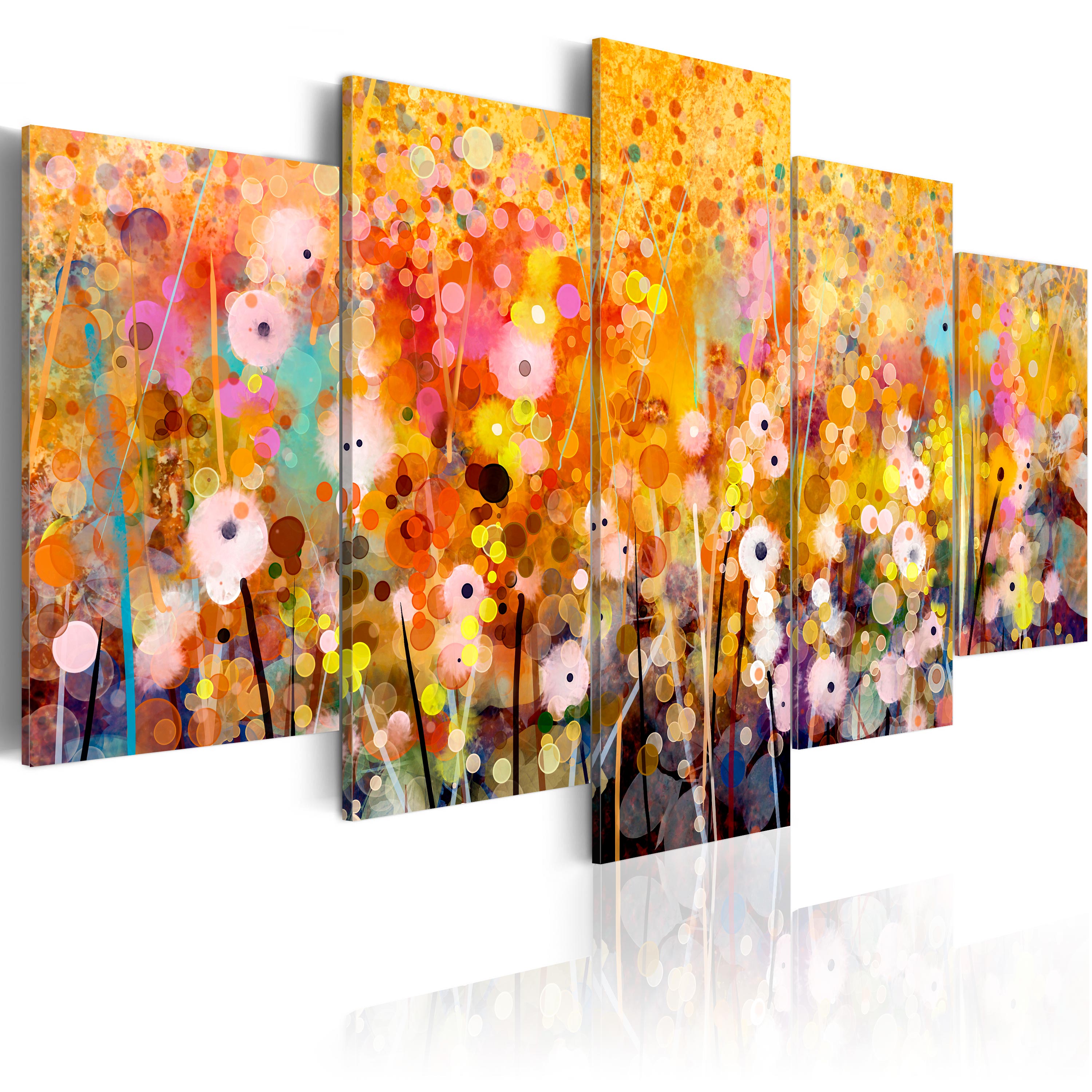 ARTGEIST Amber Garden - Kunstnerisk billede med rav-blomster trykt på lærred - Flere størrelser 100x50