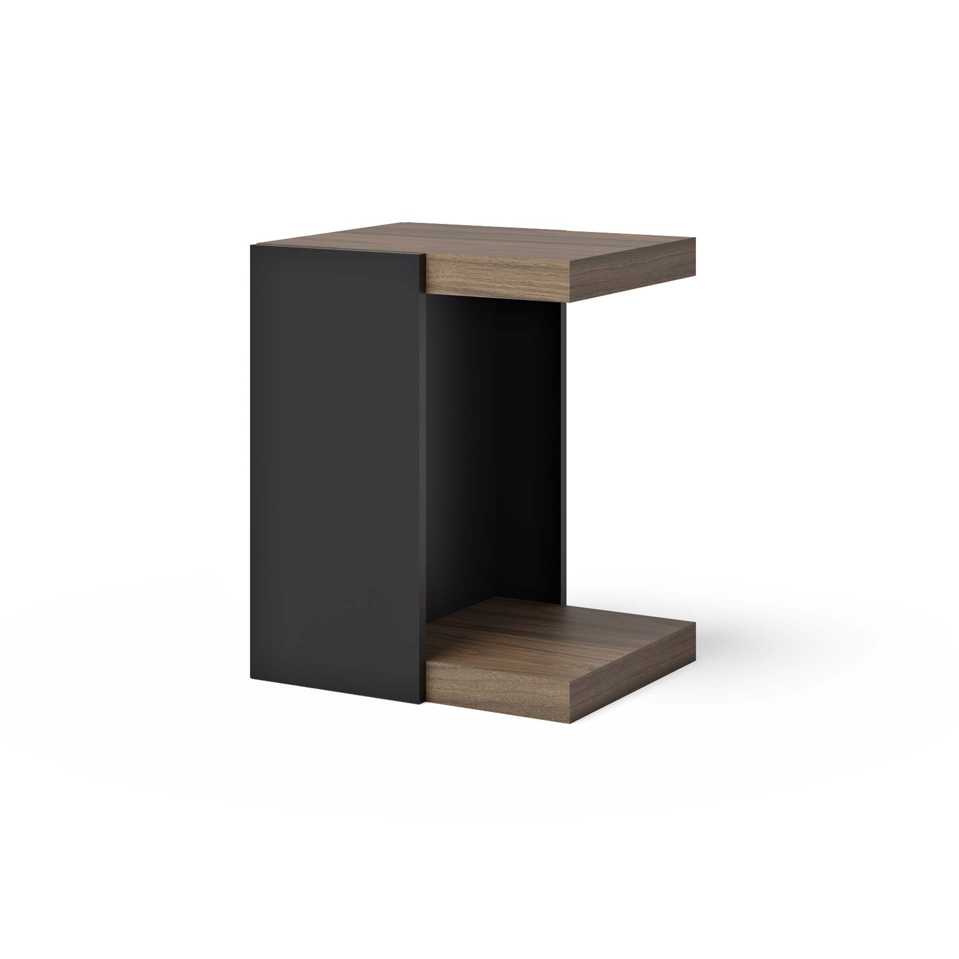 TEMAHOME Klaus Sidobord - Svart/Valnöt/Betong - 38x45x55 cm
