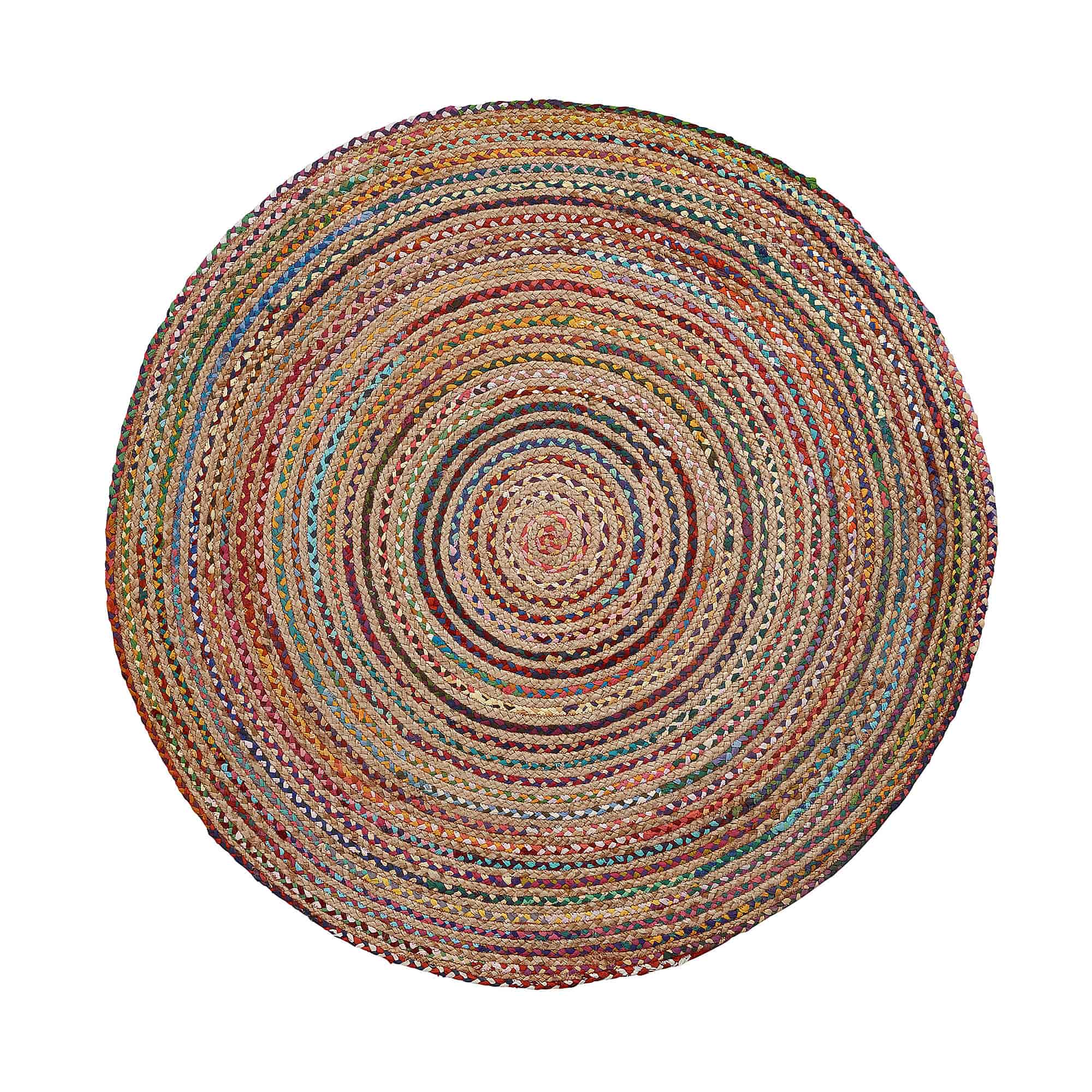 LAFORMA Samy gulvtæppe - natur/multifarvet jute/bomuld, rund (Ø100)
