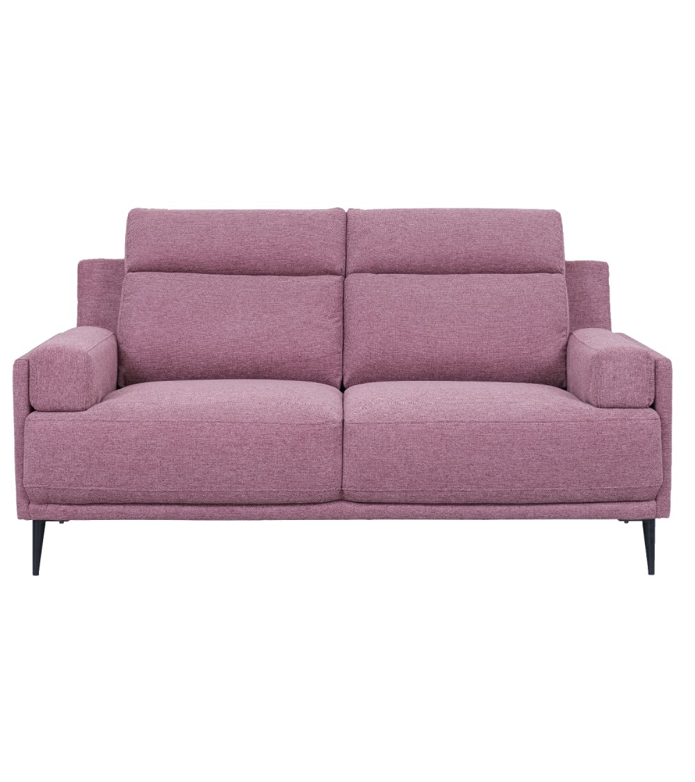 Amsterdam 2 pers. sofa - rosa polyester stof og sort metal