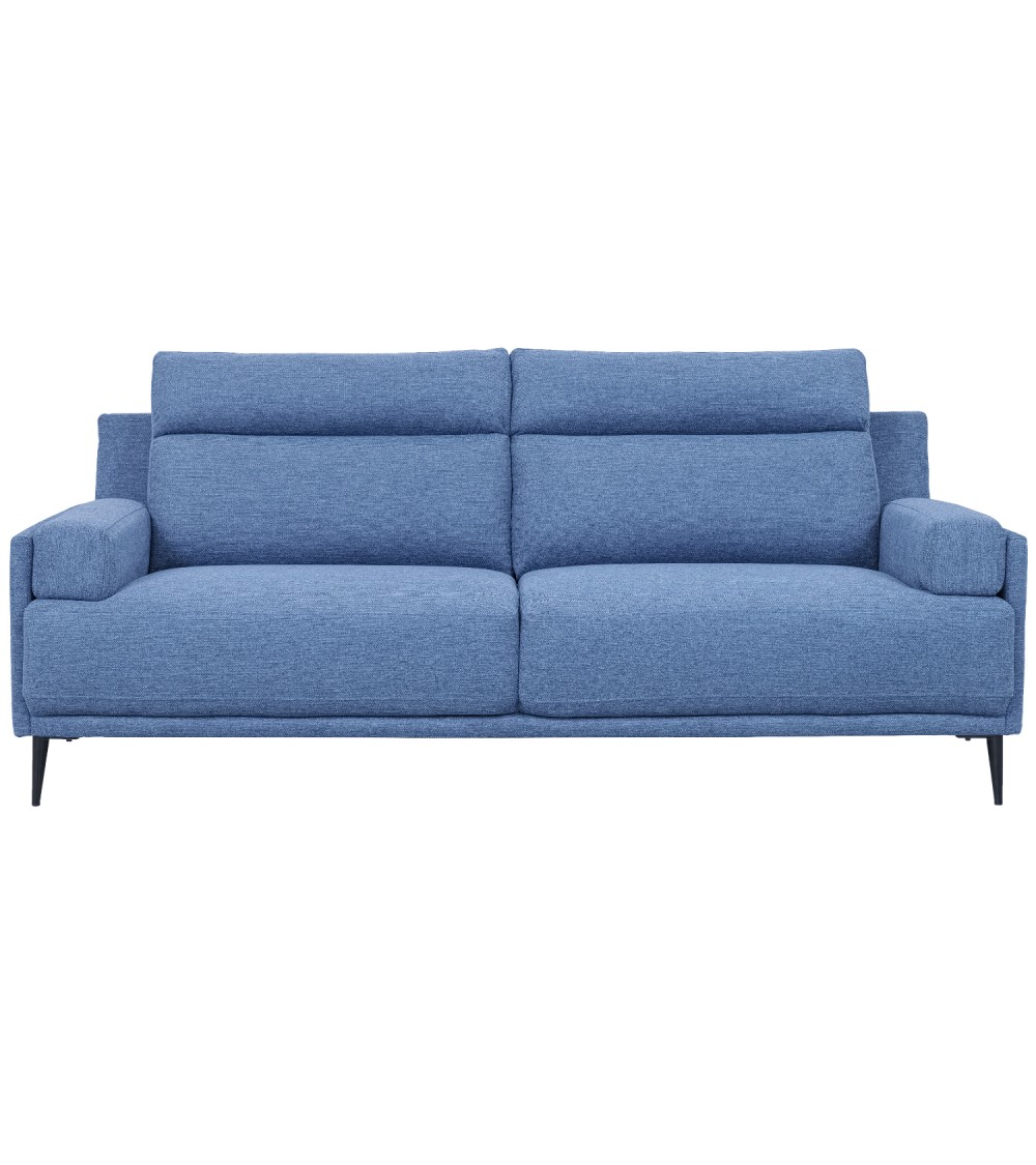 Amsterdam 3 pers. sofa - blå polyester stof og sort metal