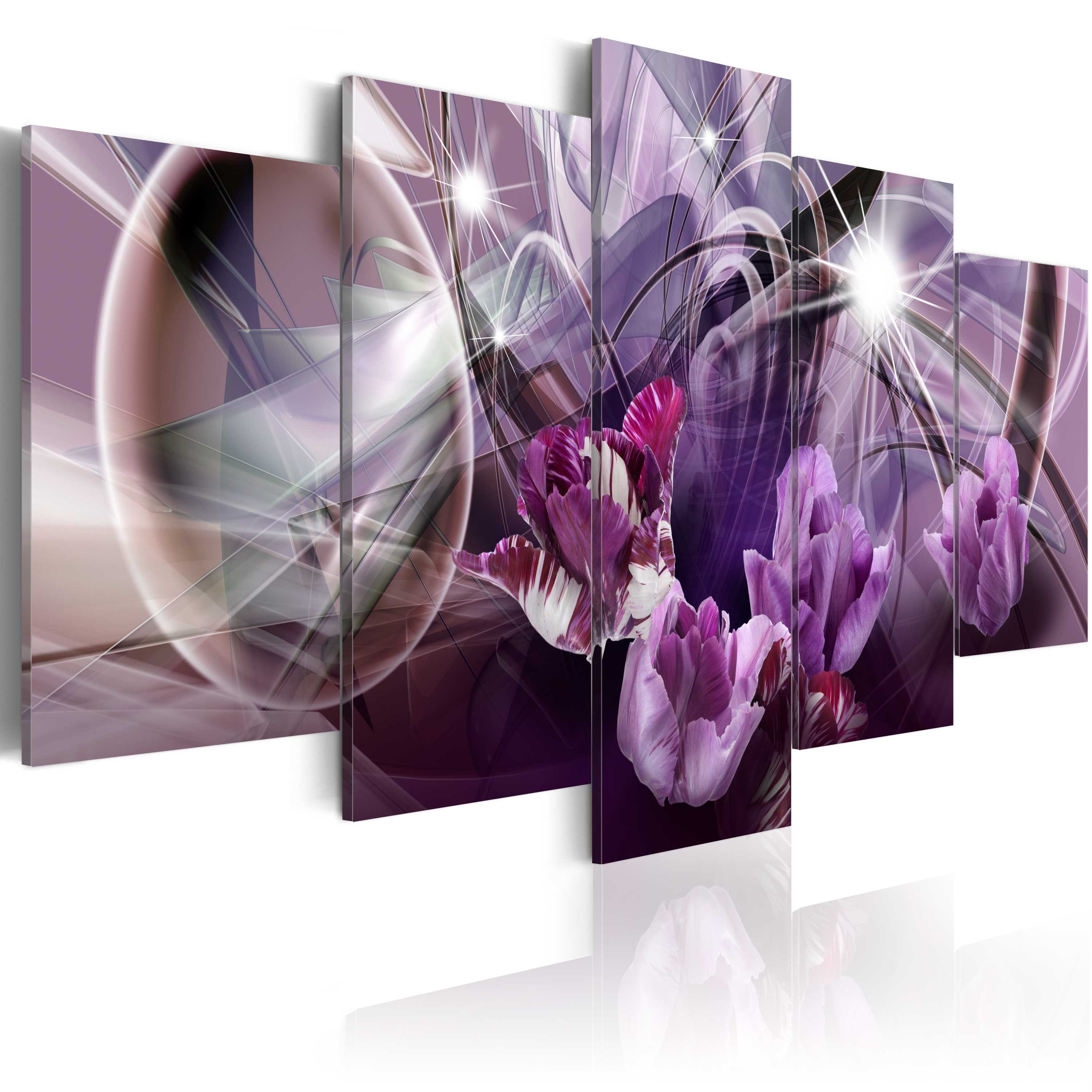 ARTGEIST Purple of tulips - Abstrakt billede med tulipaner trykt på lærred - Flere størrelser 200x100 thumbnail