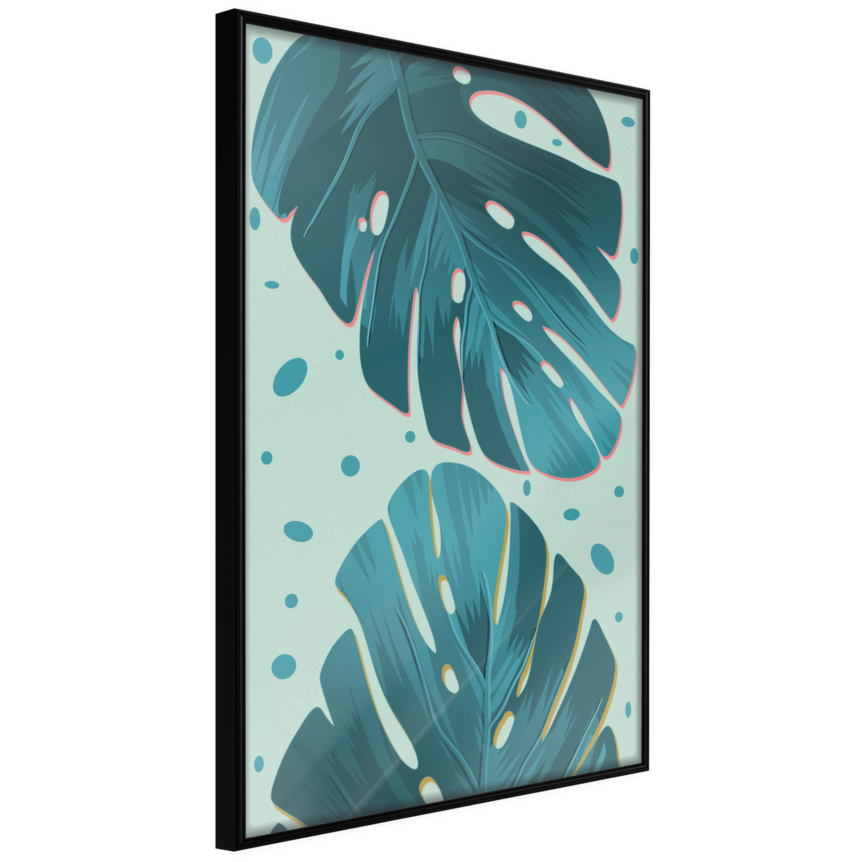 ARTGEIST Plakat med ramme - Pastel Monstera Leaves Guld med passepartout 20x30
