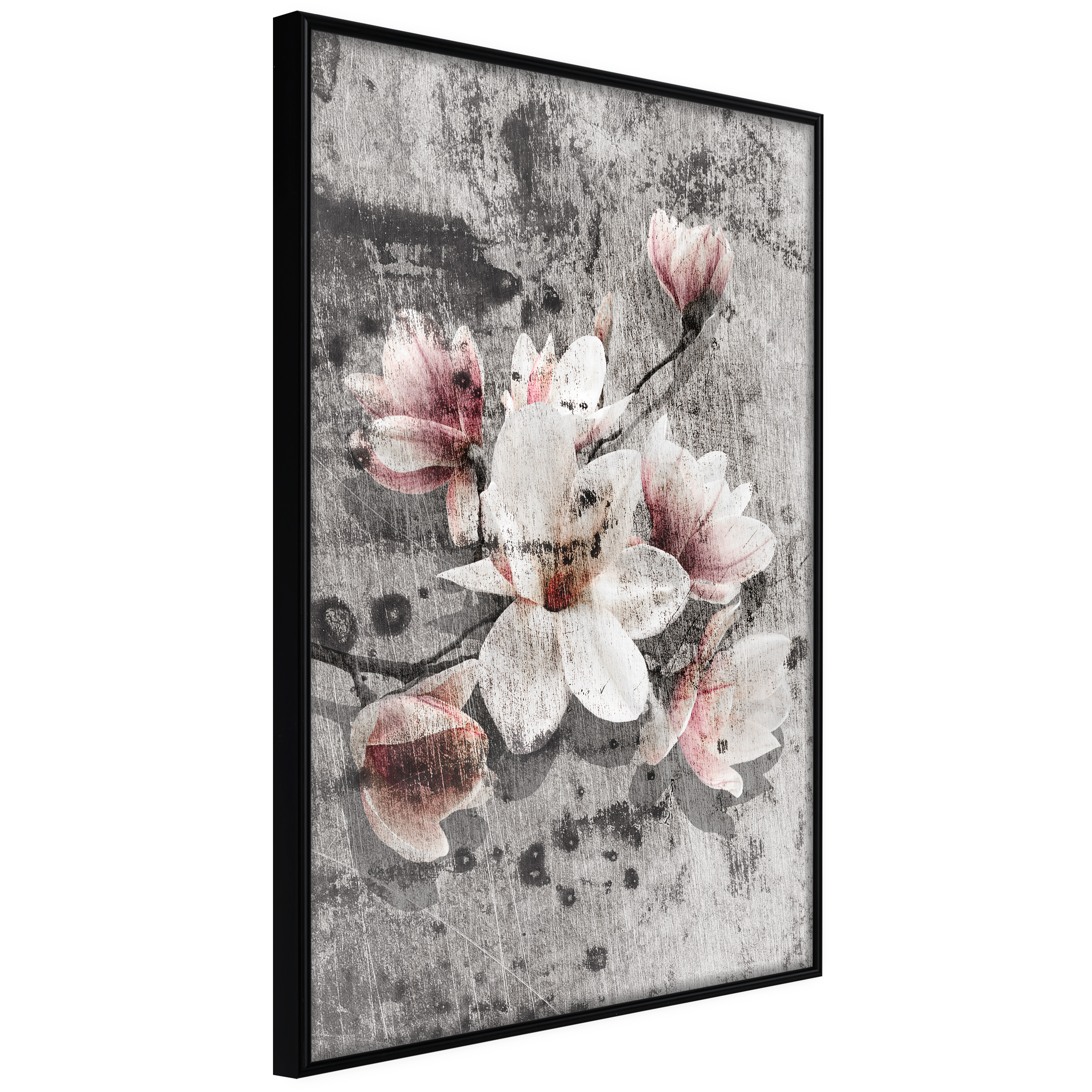 ARTGEIST Plakat med ramme - Flowers on Concrete Sort 20x30