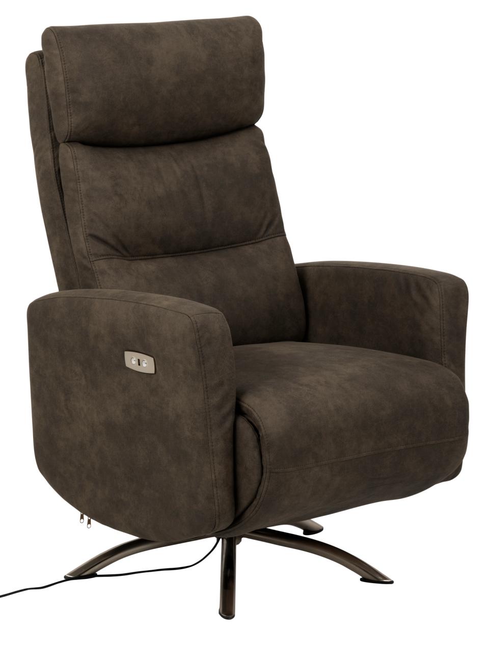 ACT NORDIC Kamares recliner, m. el, C stik, USB-A, drejefunktion - antracitgrå stof og sort stål