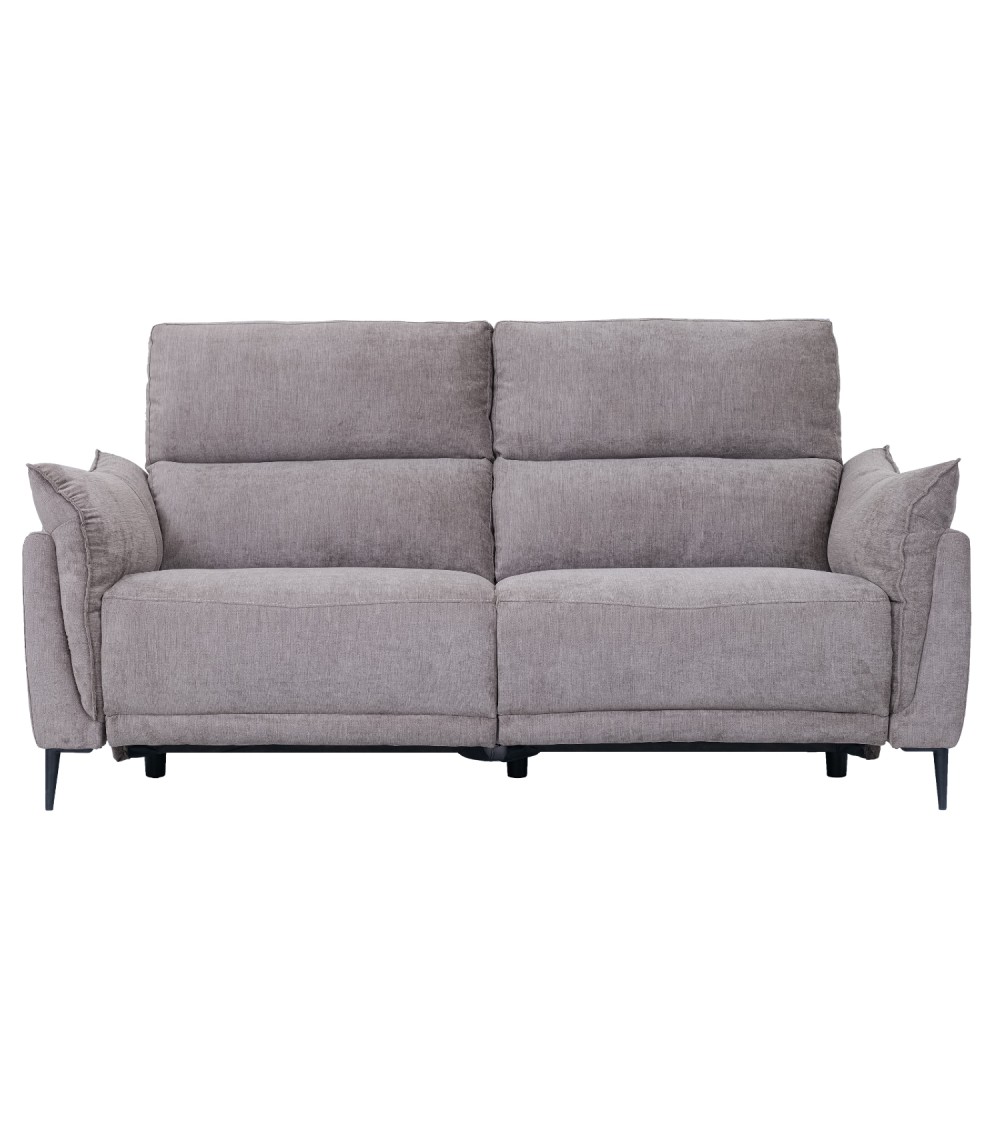 Barcelona 3 pers. sofa, m. recliner, indbygget fodskammel, USB-stik - beige stof og sort metal