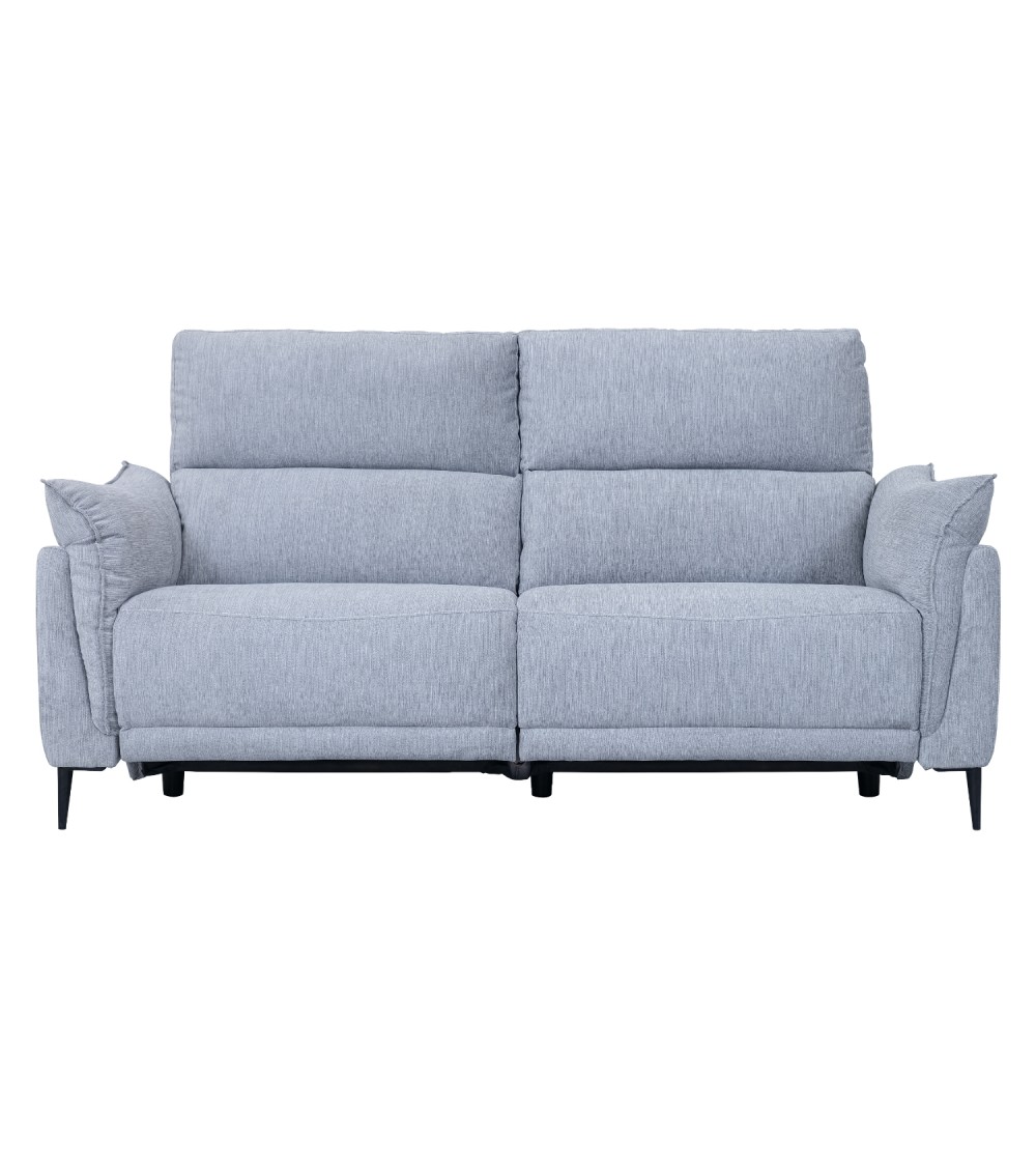 Barcelona 3 pers. sofa, m. recliner, indbygget fodskammel, USB-stik - lysegrå stof og sort metal