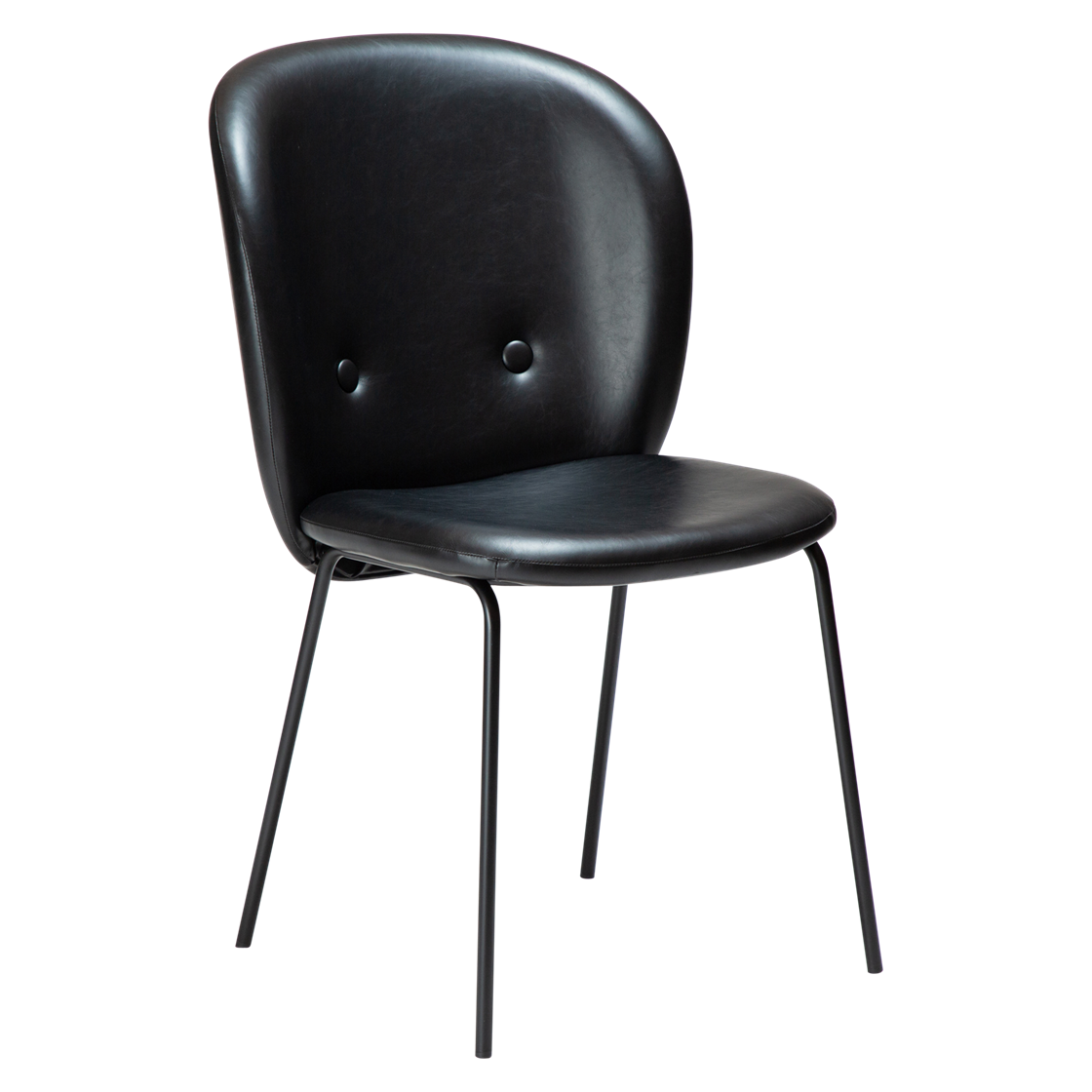 DAN-FORM Brace spisebordsstol - vintage sort kunstlæder og sort stål