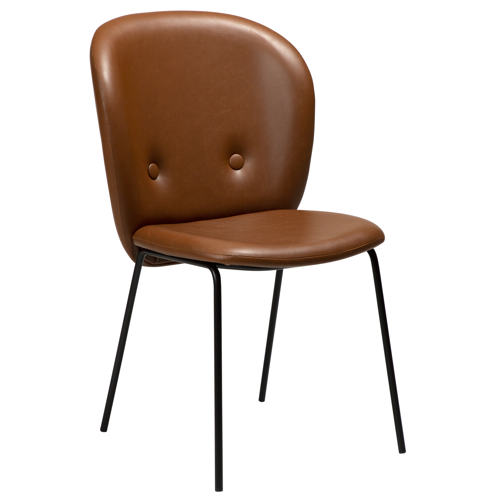 DAN-FORM Brace spisebordsstol - vintage lysebrun kunstlæder og sort stål