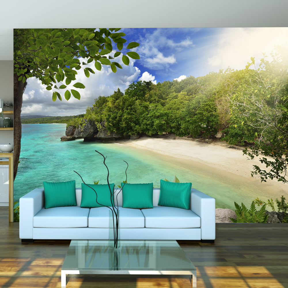 ARTGEIST - Fototapet af en lækker strand med turkis blå vand - Flere størrelser 350x245
