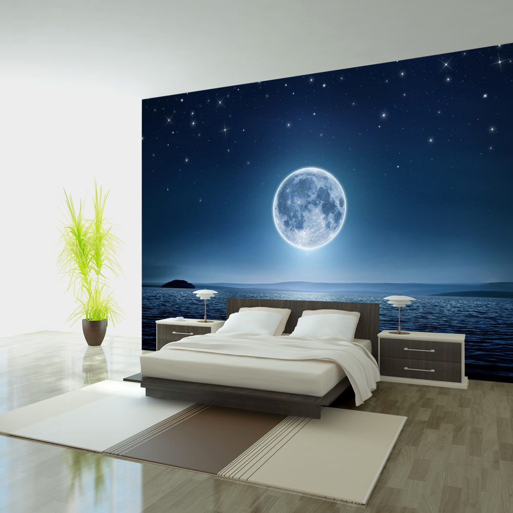 ARTGEIST - Fototapet af hvidt måneskin over vandet - Flere størrelser 300x210