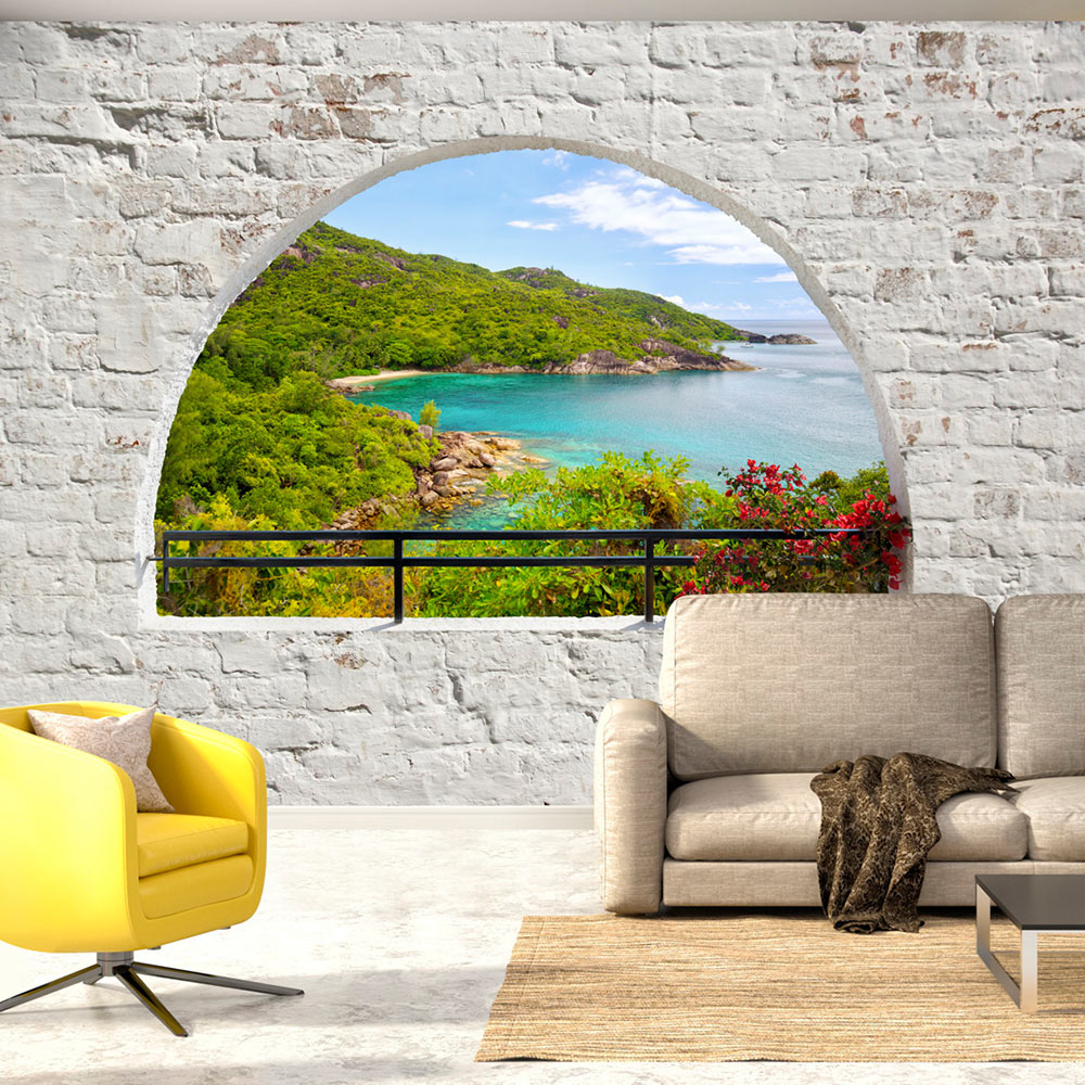 ARTGEIST fototapet -  Emerald Island, ø gennem vindue (flere størrelser) 150x105