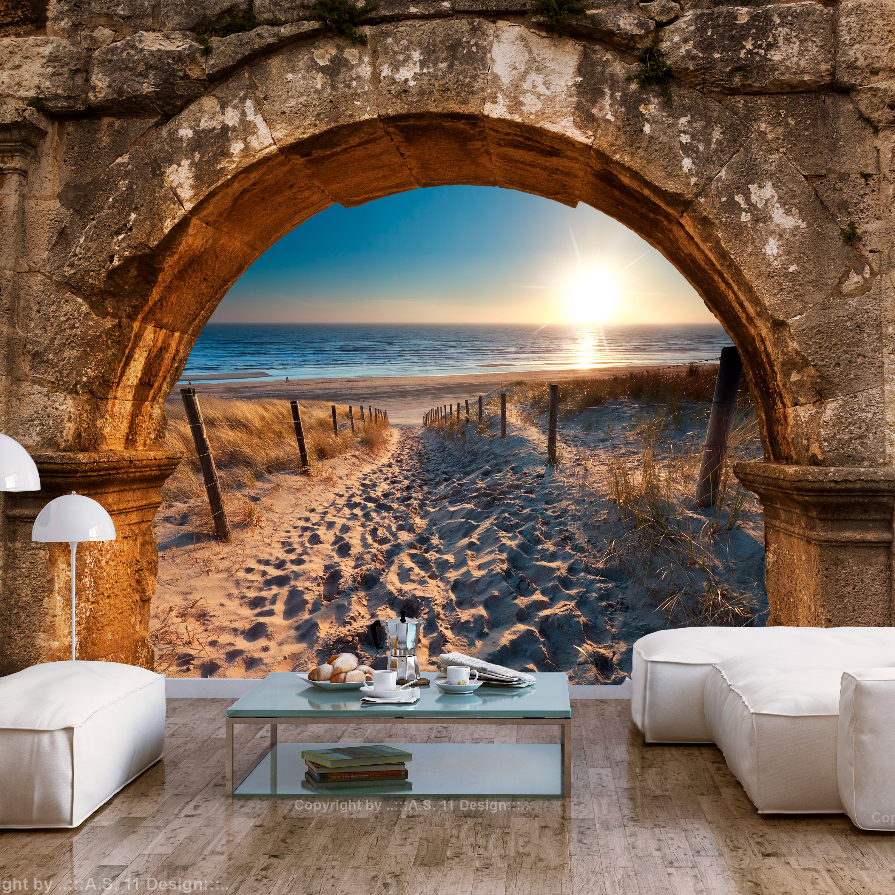 Billede af ARTGEIST Fototapet - Arch and Beach, strand og bue (flere størrelser) 150x105