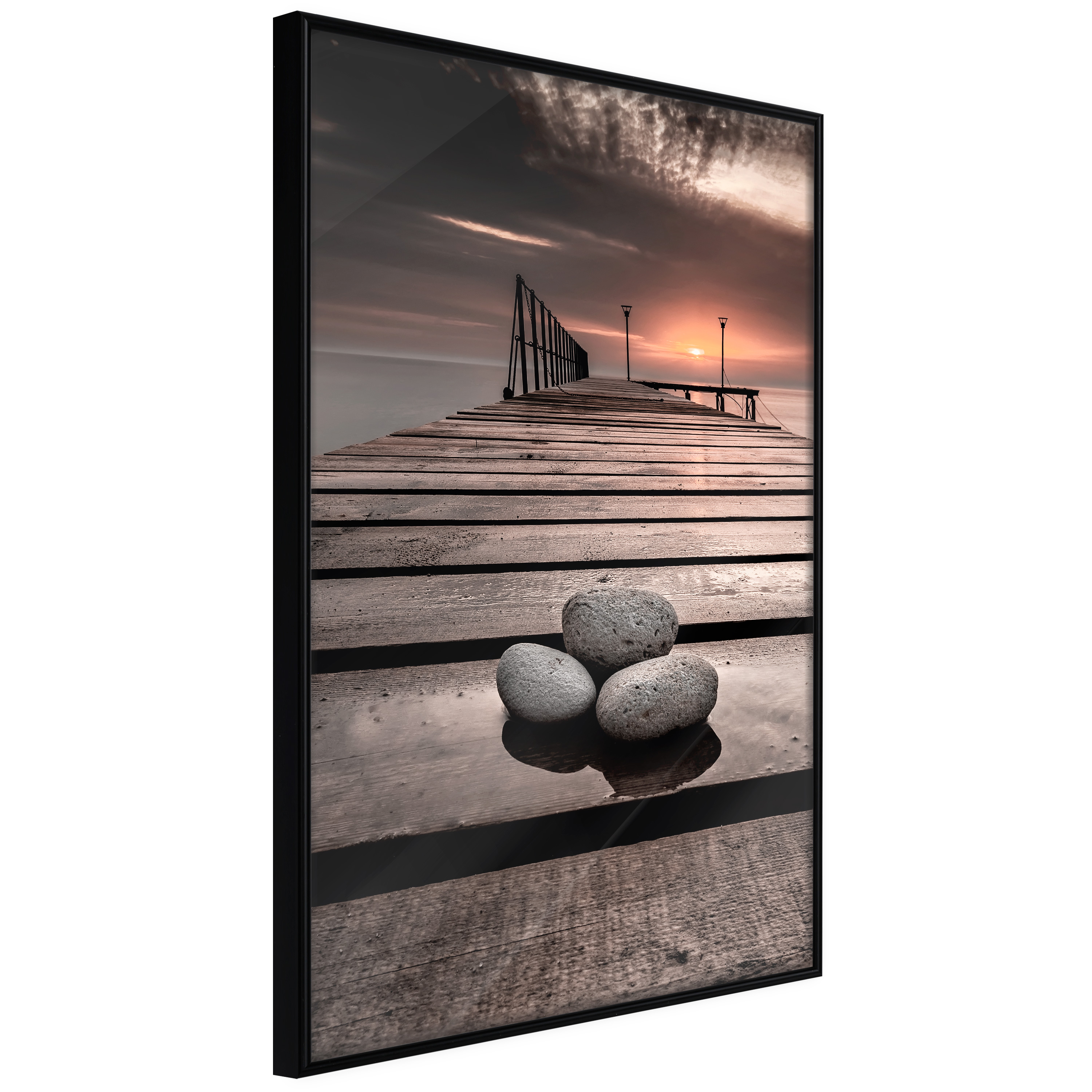 ARTGEIST Plakat med ramme - Stones on the Pier Guld 20x30
