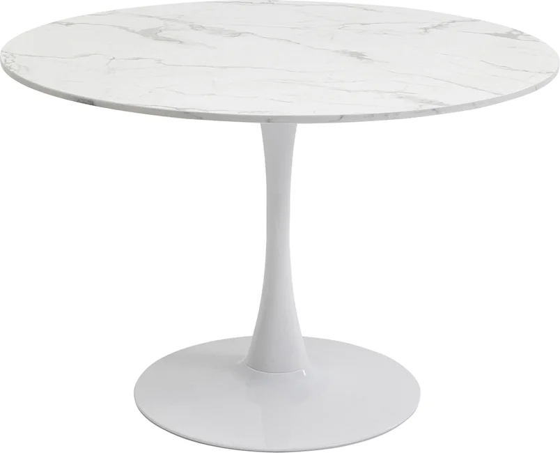 KARE DESIGN Schickeria spisebord, rund - hvid marmorlook laminat og hvid stål (Ø110)