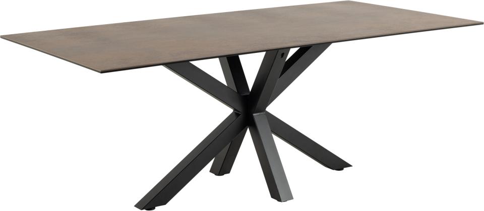 ACT NORDIC Heaven spisebord, rektangulær - rustbrun keramik og sort stål (200x100)